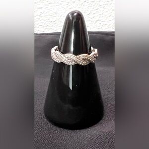 Sterling Silver Braided / Celtic Knot Ring with Clear Stones